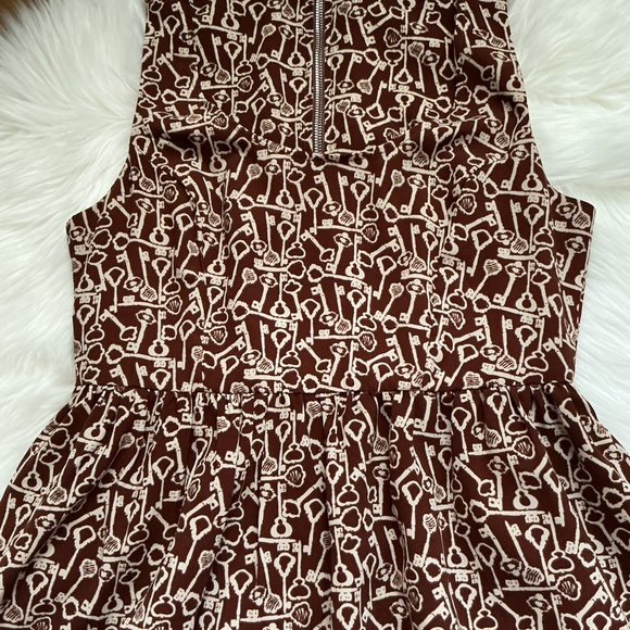 Fossil Sleeveless Key Pattern Scoop Neck Mini Dress Size Medium - Picture 7 of 9